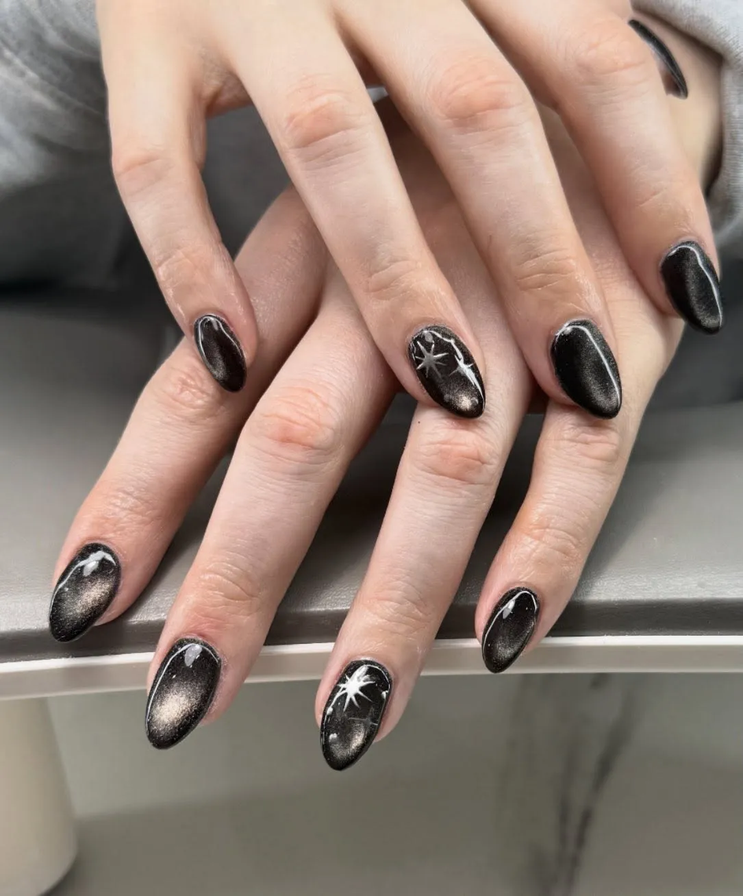 Black Cat-Eye with White Starbursts