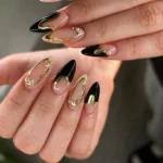 💃 18 Gorgeous Black Prom Nails to Complete Your Dream Dress Fashion image by @nailzbyneli