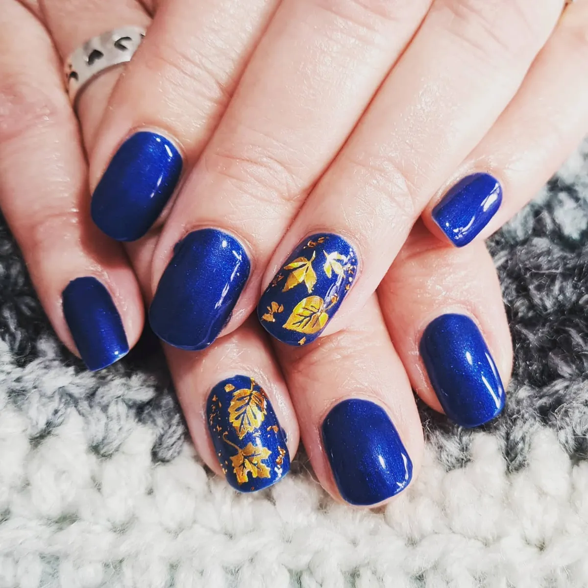Deep Royal Blue with Gold Leaf Accents