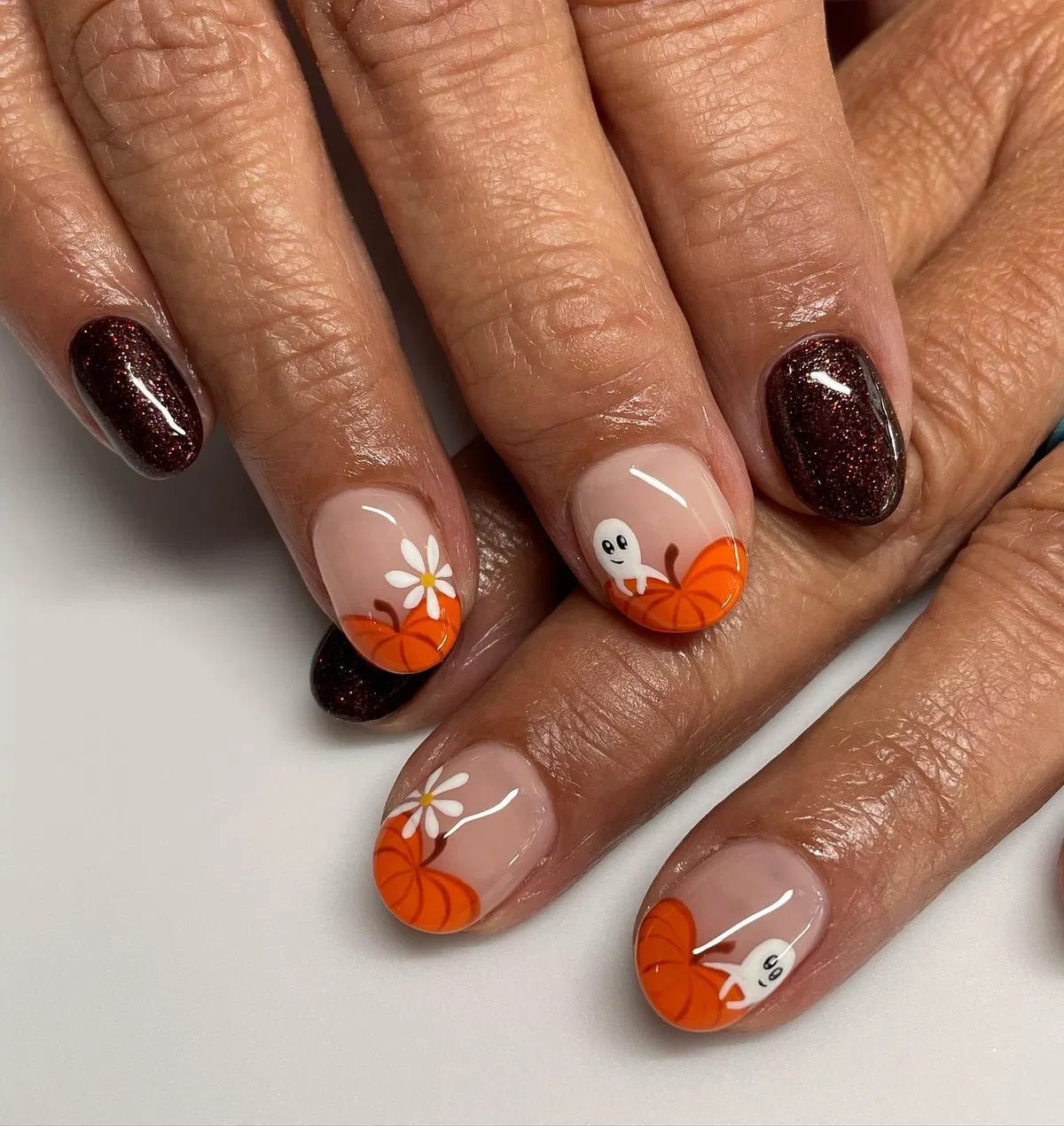 Pumpkins, Flowers, and Small Ghost Accents