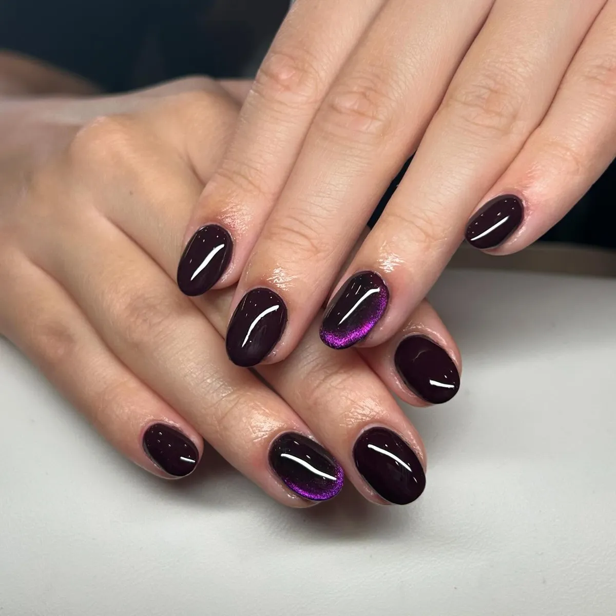Deep purple gloss with bright purple highlight accents