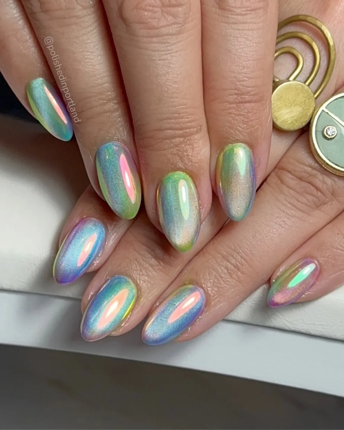 Rainbow iridescent chrome almonds