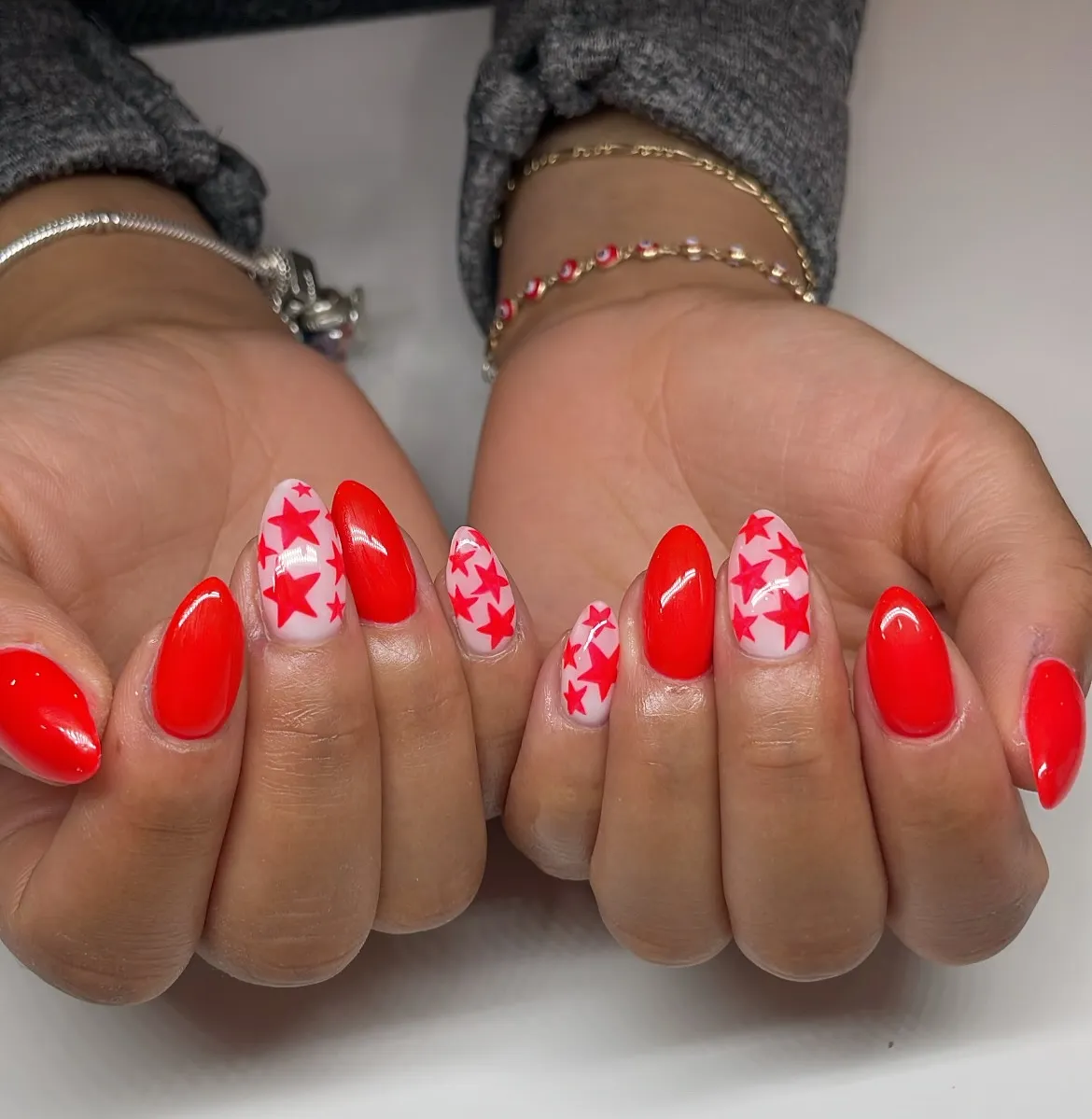 Glossy red with red star accents