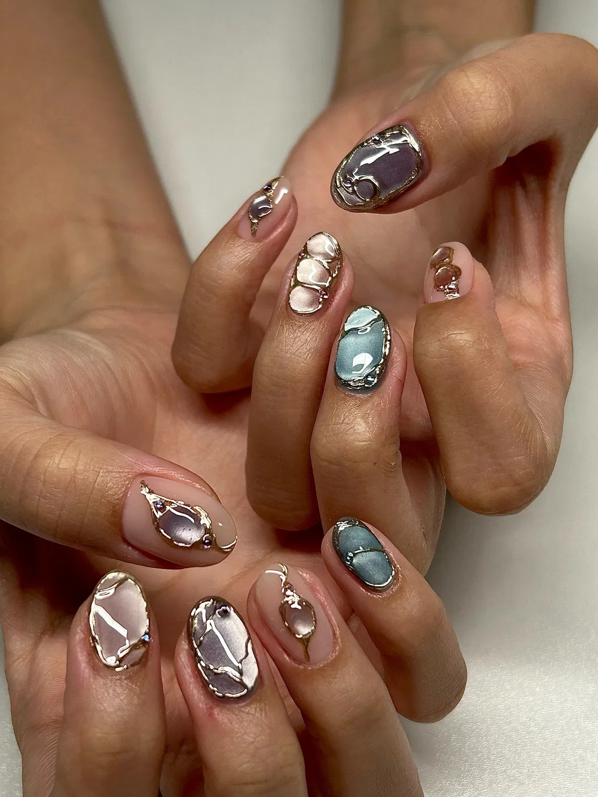 Mixed Color Panels with Raised Gold Borders and Small Rhinestones