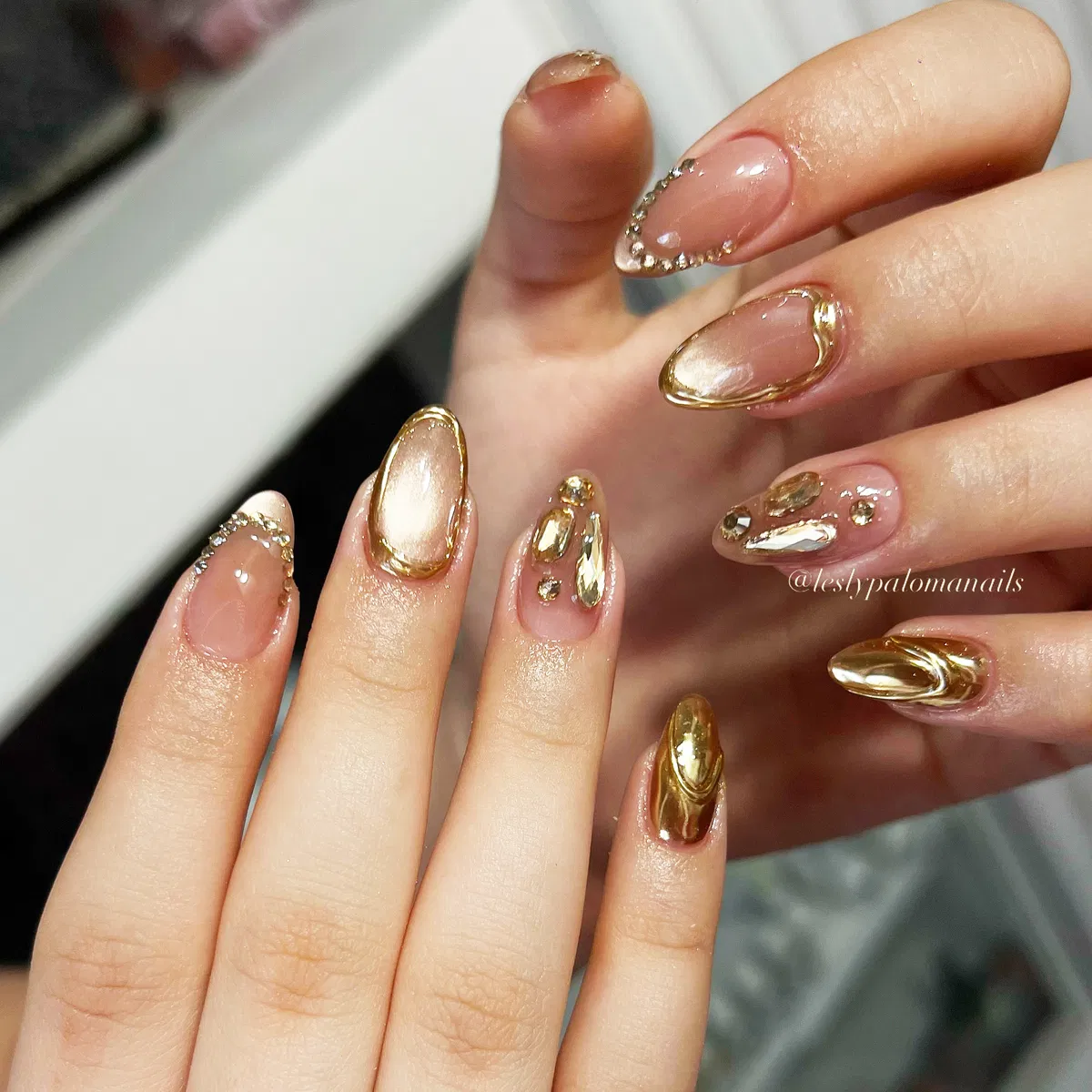 Gold Chrome Mix with Raised Gold Frames and Rhinestones