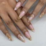 π 17 Dreamy Aura Nails with Gold for a Soft Luxe Look Fashion image by @linz_nailslux8