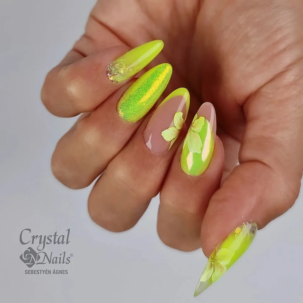 Neon Yellow and Green Mix With 3D Floral Details