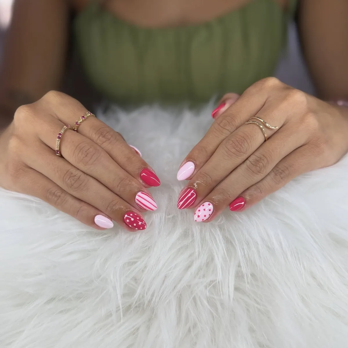 Pink mix-and-match with stripes and polka dots