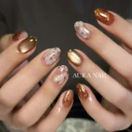 🤎 18 Gorgeous Short Autumn Nails That Feel Effortlessly Elegant Fashion image by @aura_artnail