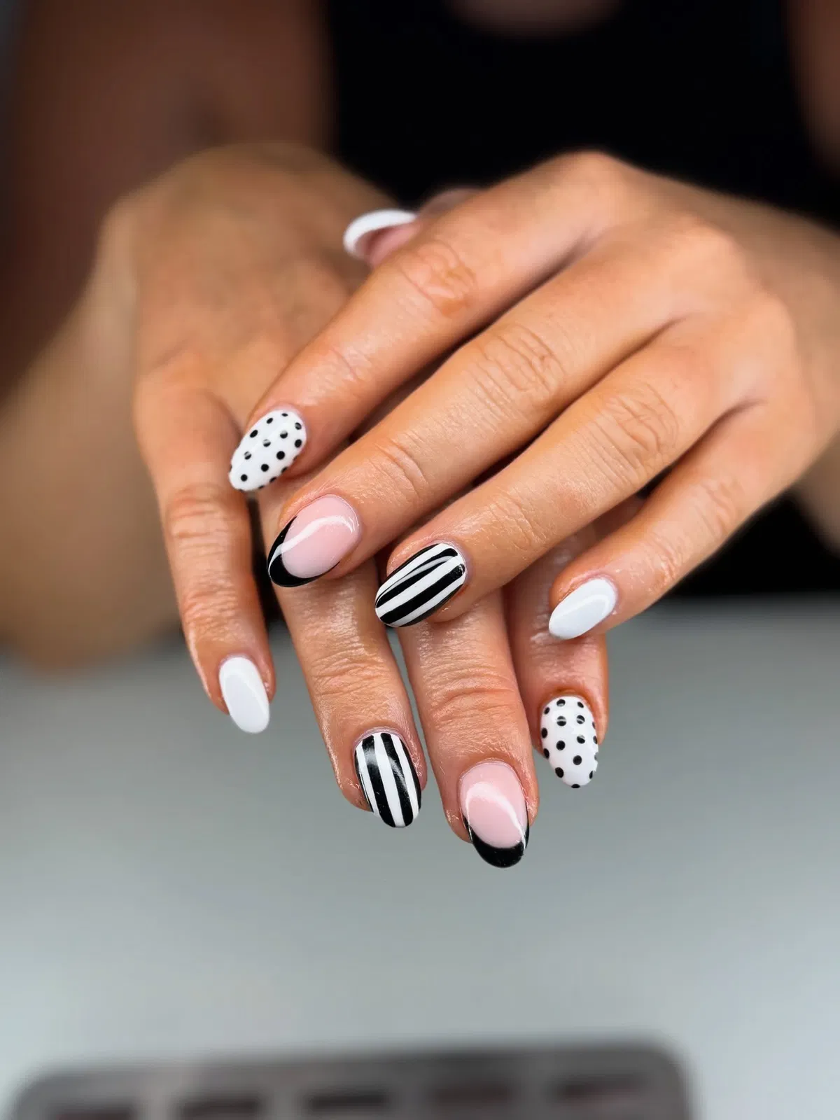 Stripes, polka dots, and curved black tips