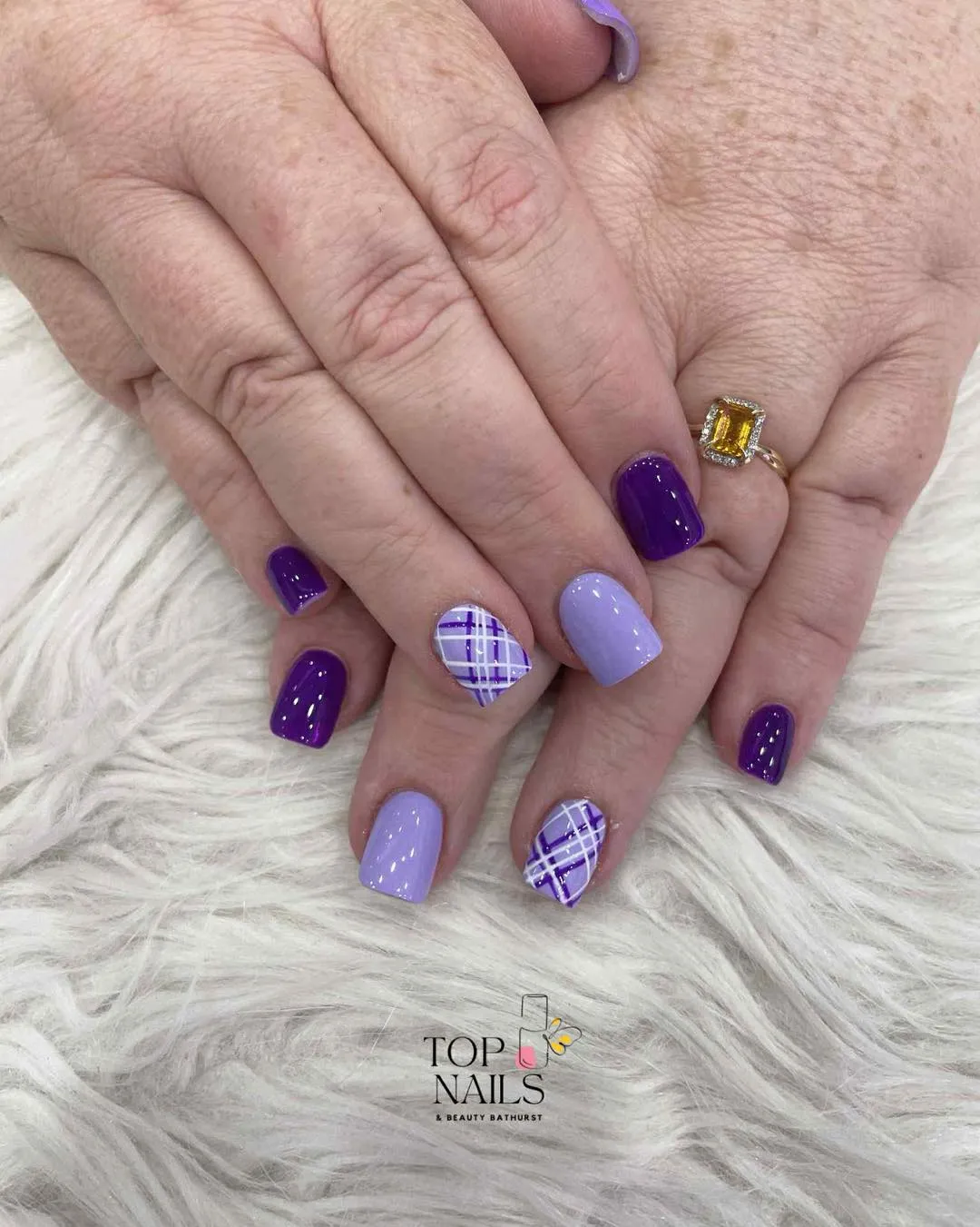 Purple Solids with White-and-Purple Plaid Accents