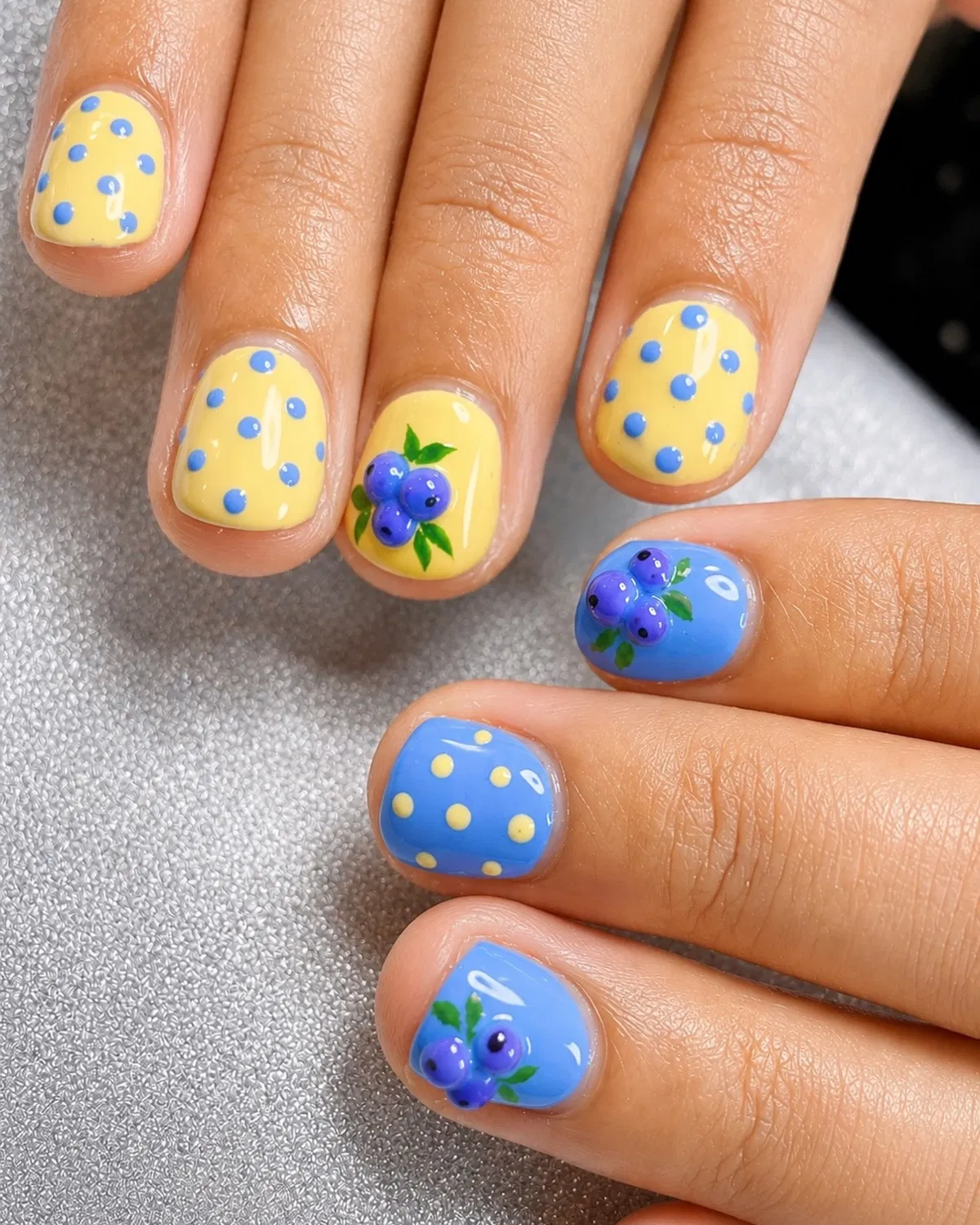 Yellow Polka Dots with Berry Accents