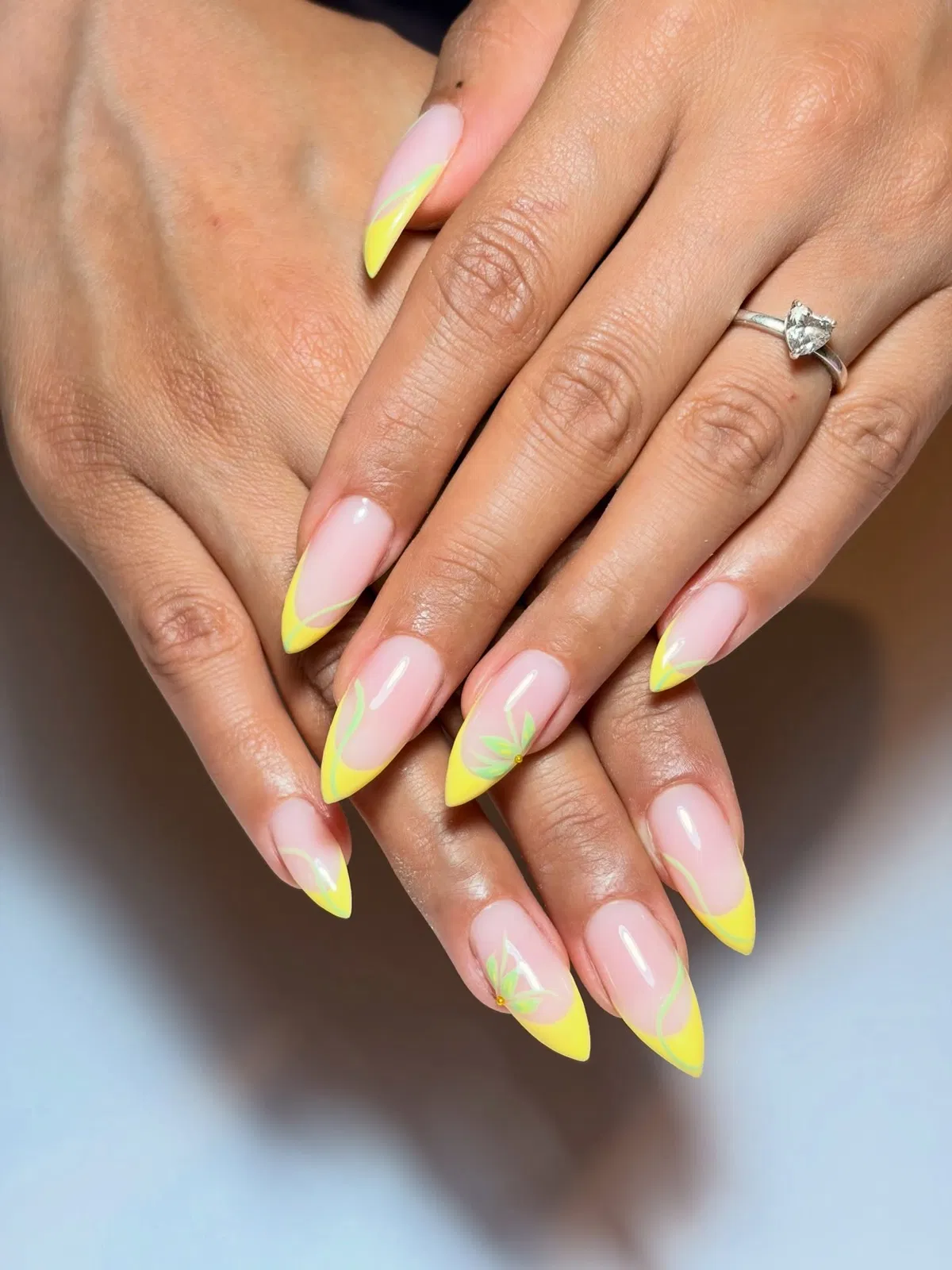 Yellow Tips with Thin Green Accent Lines