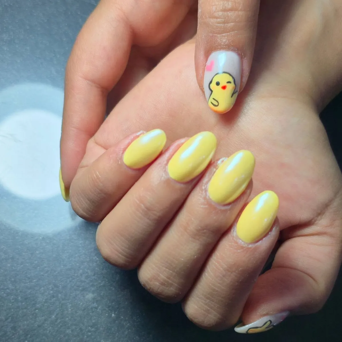 Pastel yellow solids with a cartoon chick accent