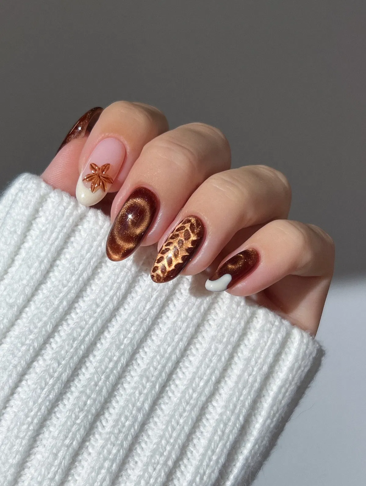Brown chrome with spot art and raised accent