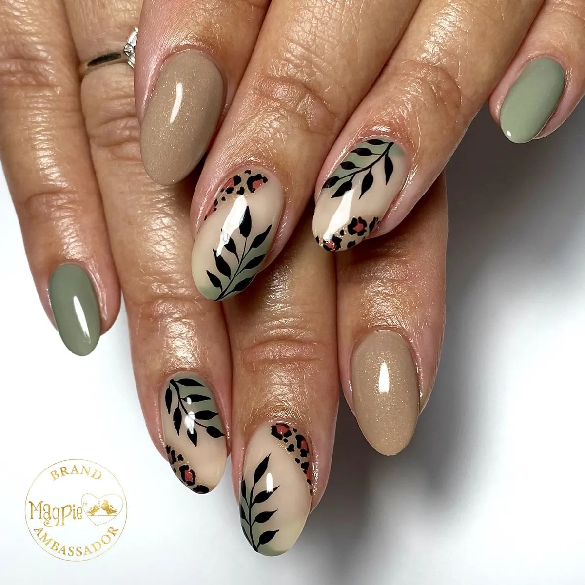 Sage and taupe set with botanical and spotted ombre accents