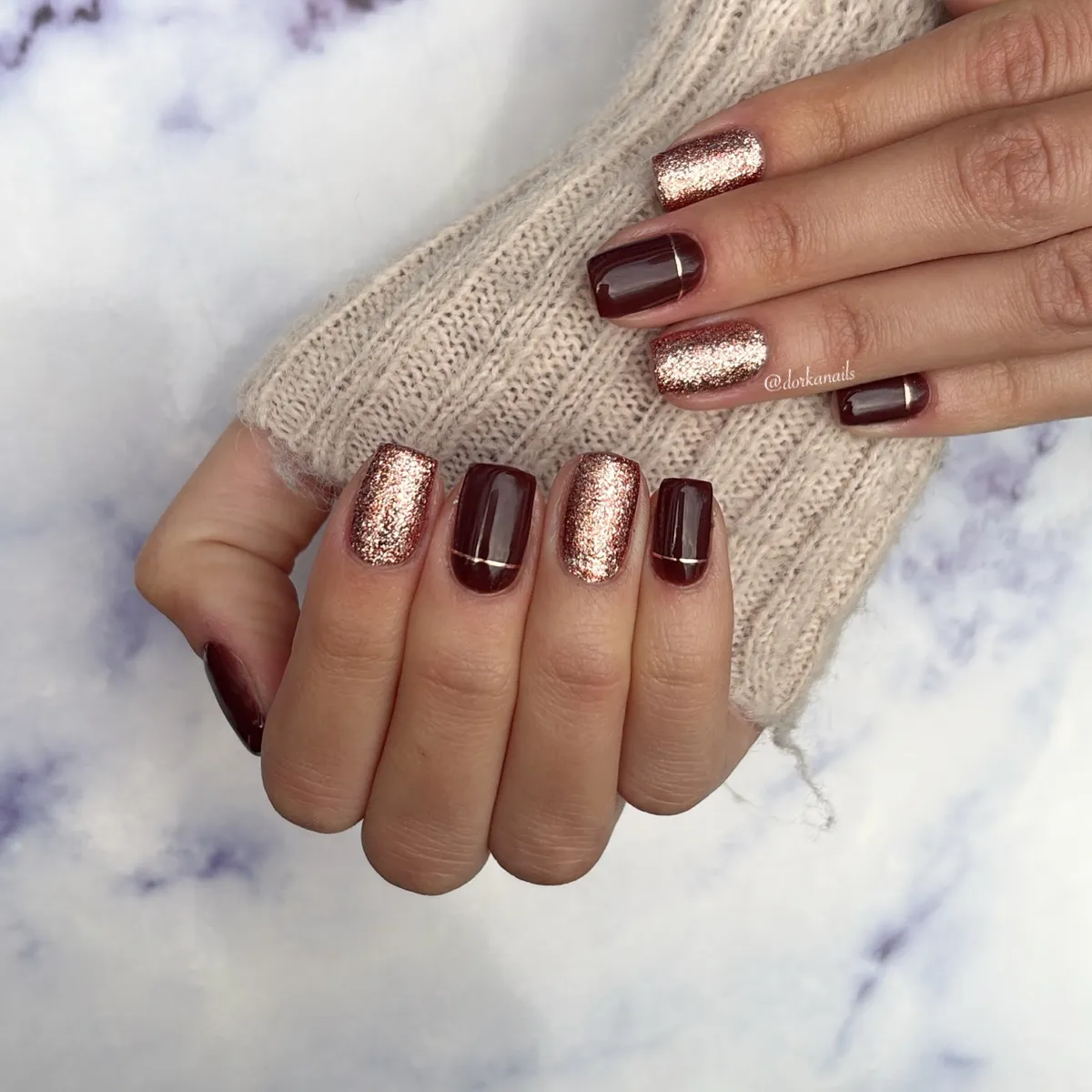Deep Plum and Rose-Gold Glitter Mix