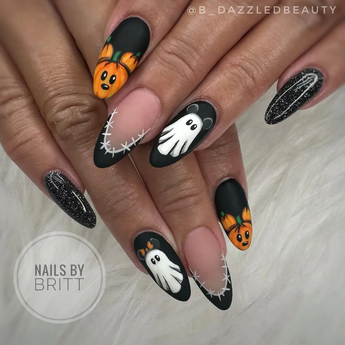 Matte Black Pumpkins and Ghosts with Stitched Frames