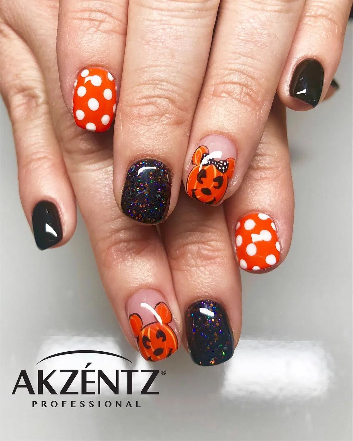 Orange Polka Dots + Pumpkin Faces with Glitter Black