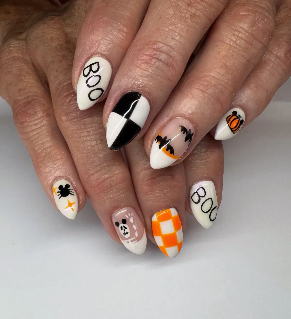 Graphic โBOOโ Set with Bats, Spider, and Checkerboard