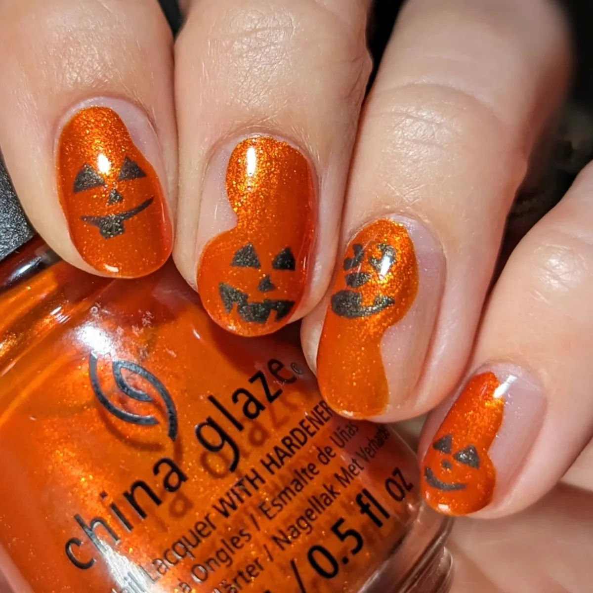Orange shimmer pumpkin faces