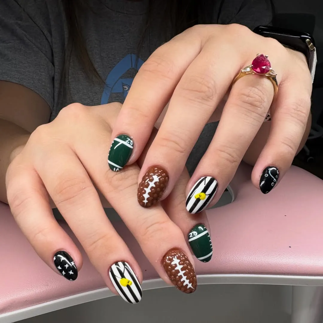 Mixed football-field and textured football accents