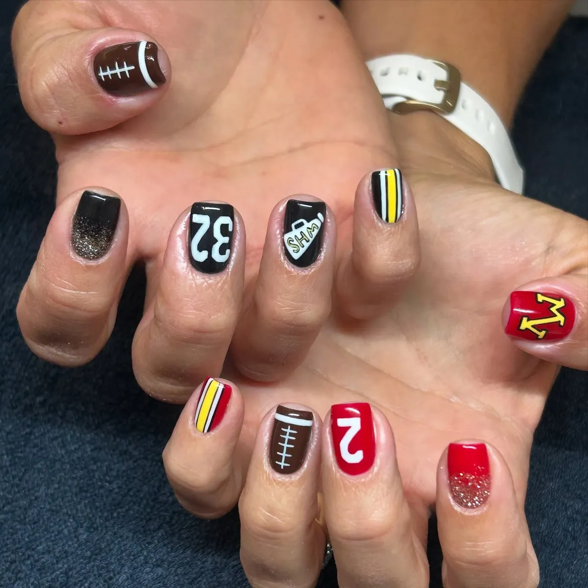 Numbers, Helmet Graphic, and Striped Accents