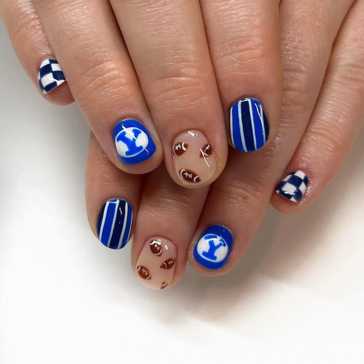 Blue & White Graphics with Mini Footballs