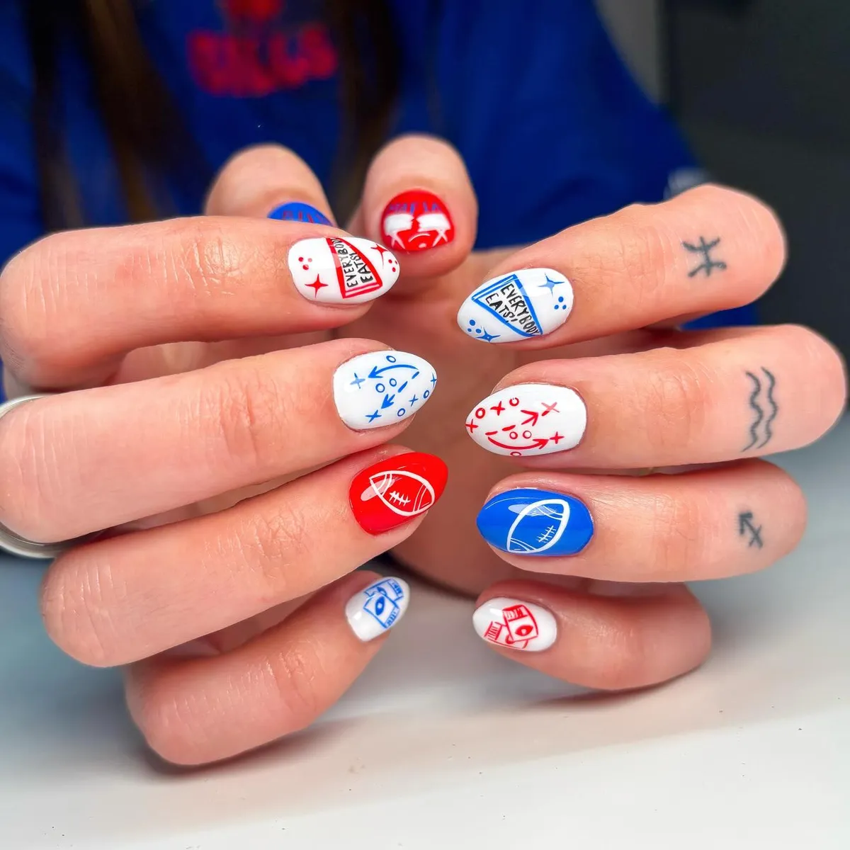 Play-Diagram Nails with “EVERYBODY EATS” Text Labels