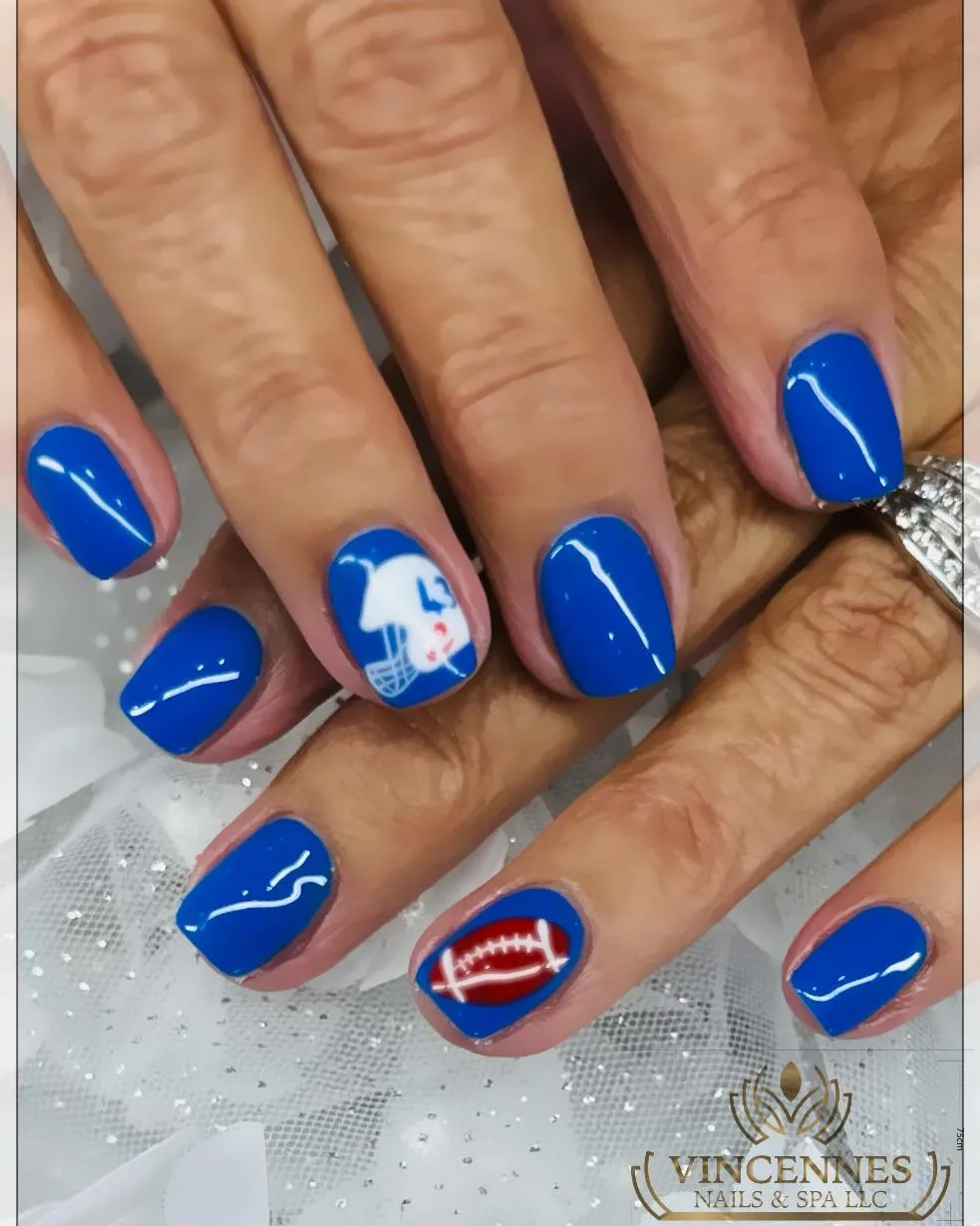 Bright blue set with helmet and football icons