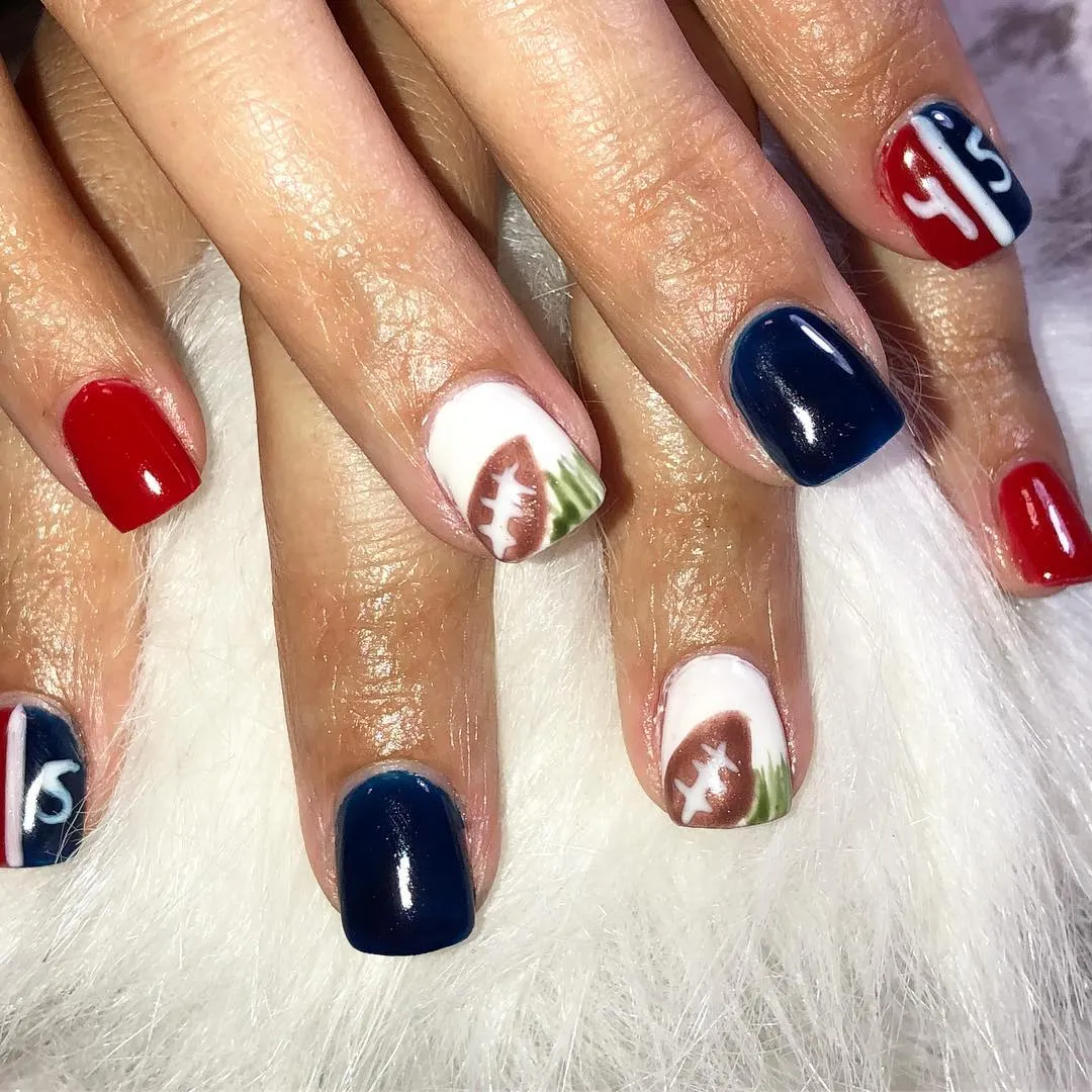 Red and navy set with football icons and 'S' stripe accents