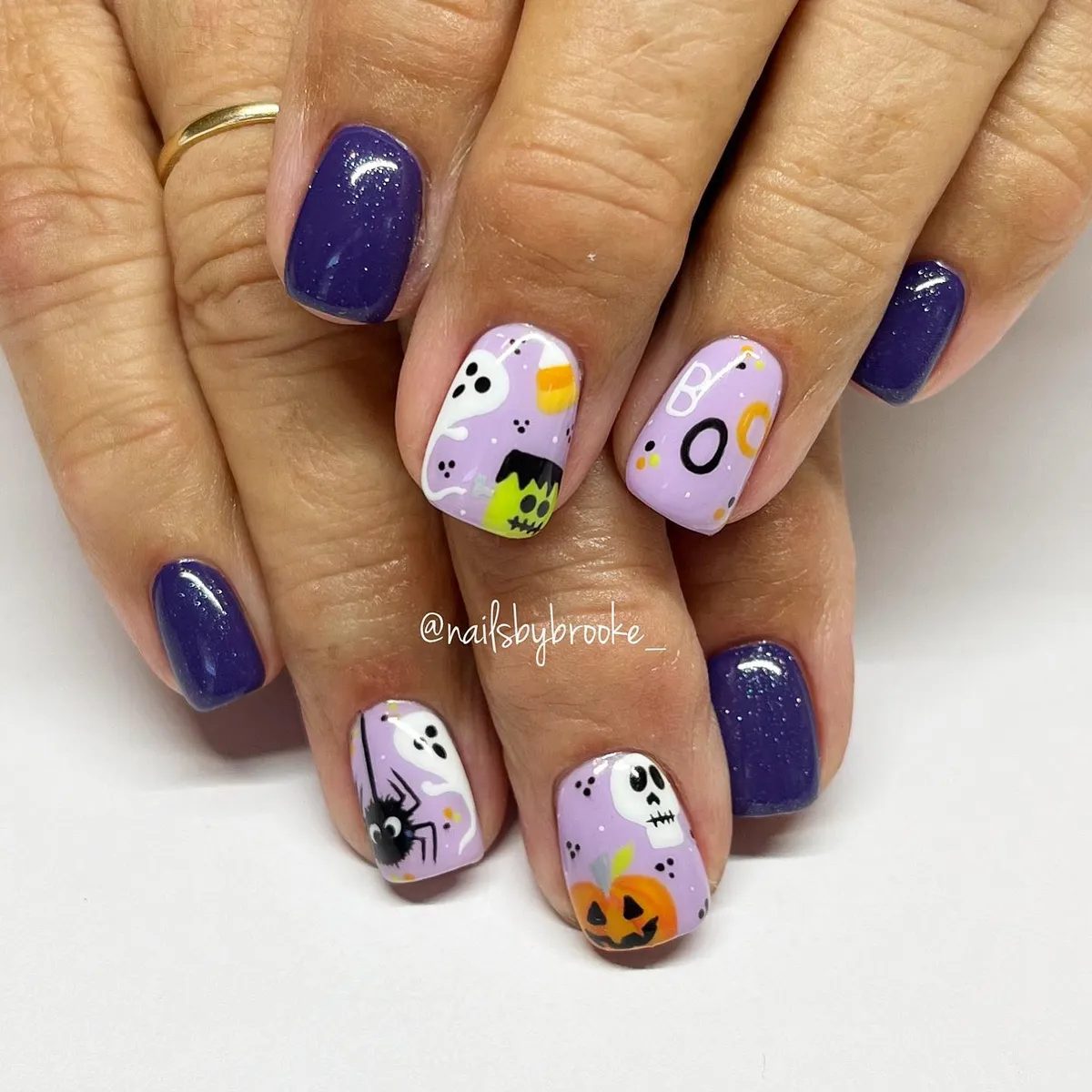 Lavender Halloween mix with ghosts, spider, and "BO" lettering
