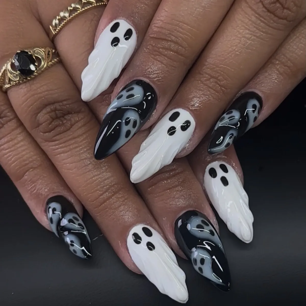 Black-and-White Ghost Glam Stilettos