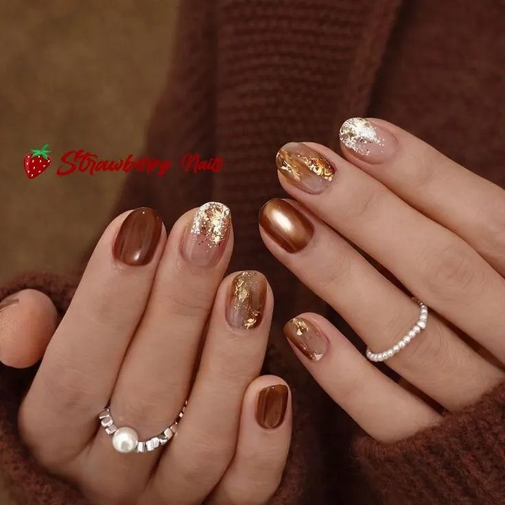 Brown and copper tones with gold foil accents