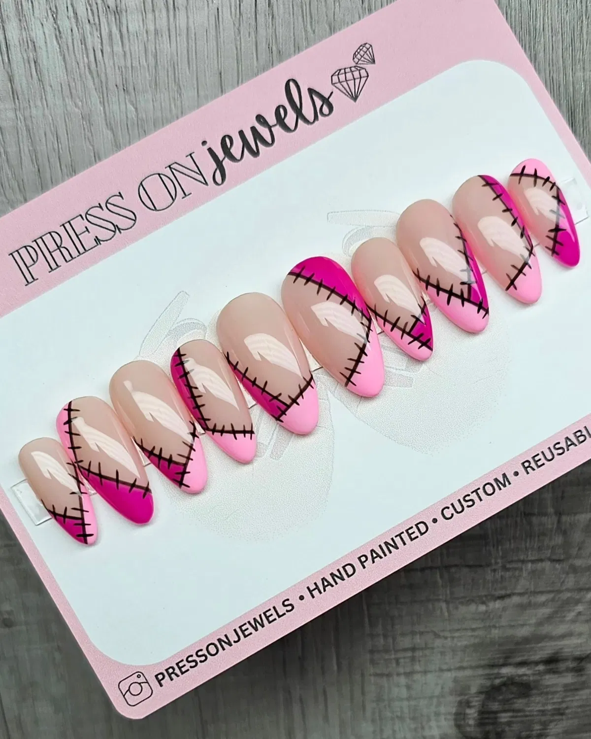 Stitched Pink French Tips (Press-On Set)