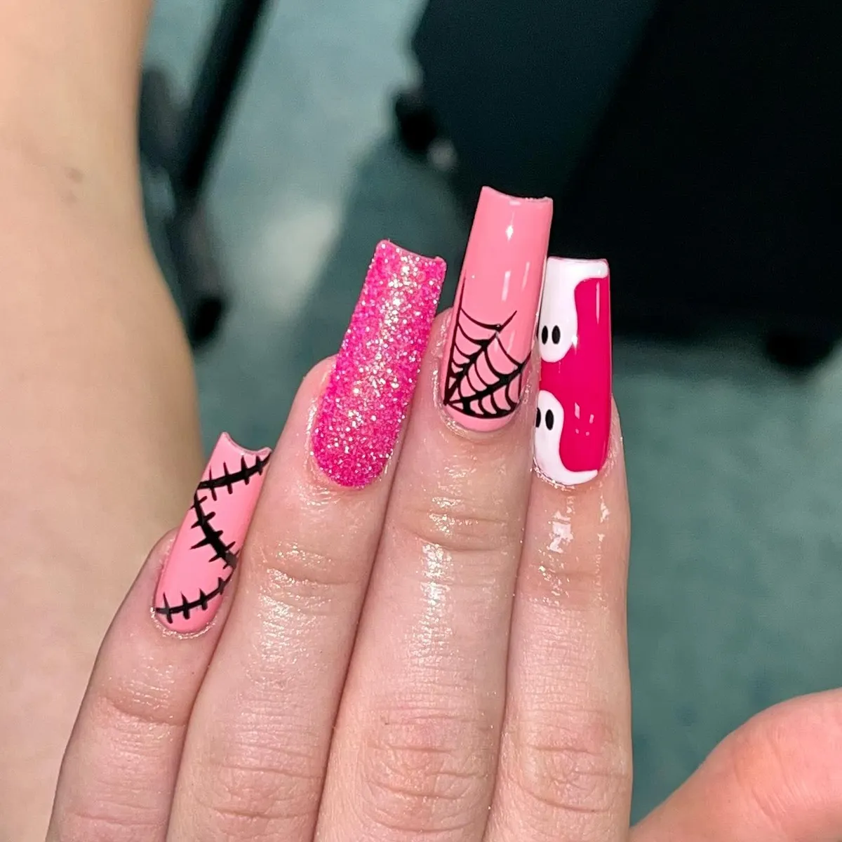 Glitter Accent with Web and Ghost Shapes