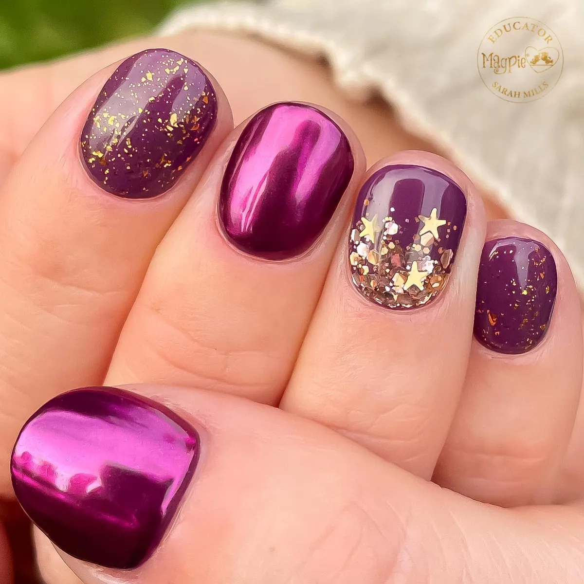 Metallic plum with gold flecks and star glitter