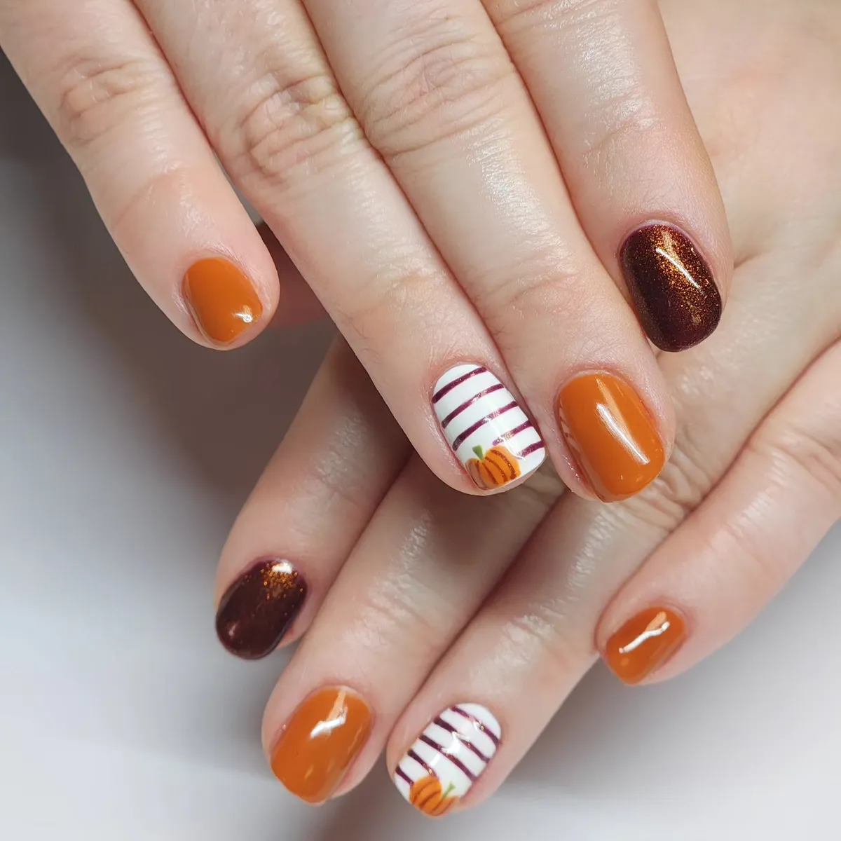 Orange and brown with striped pumpkin accents