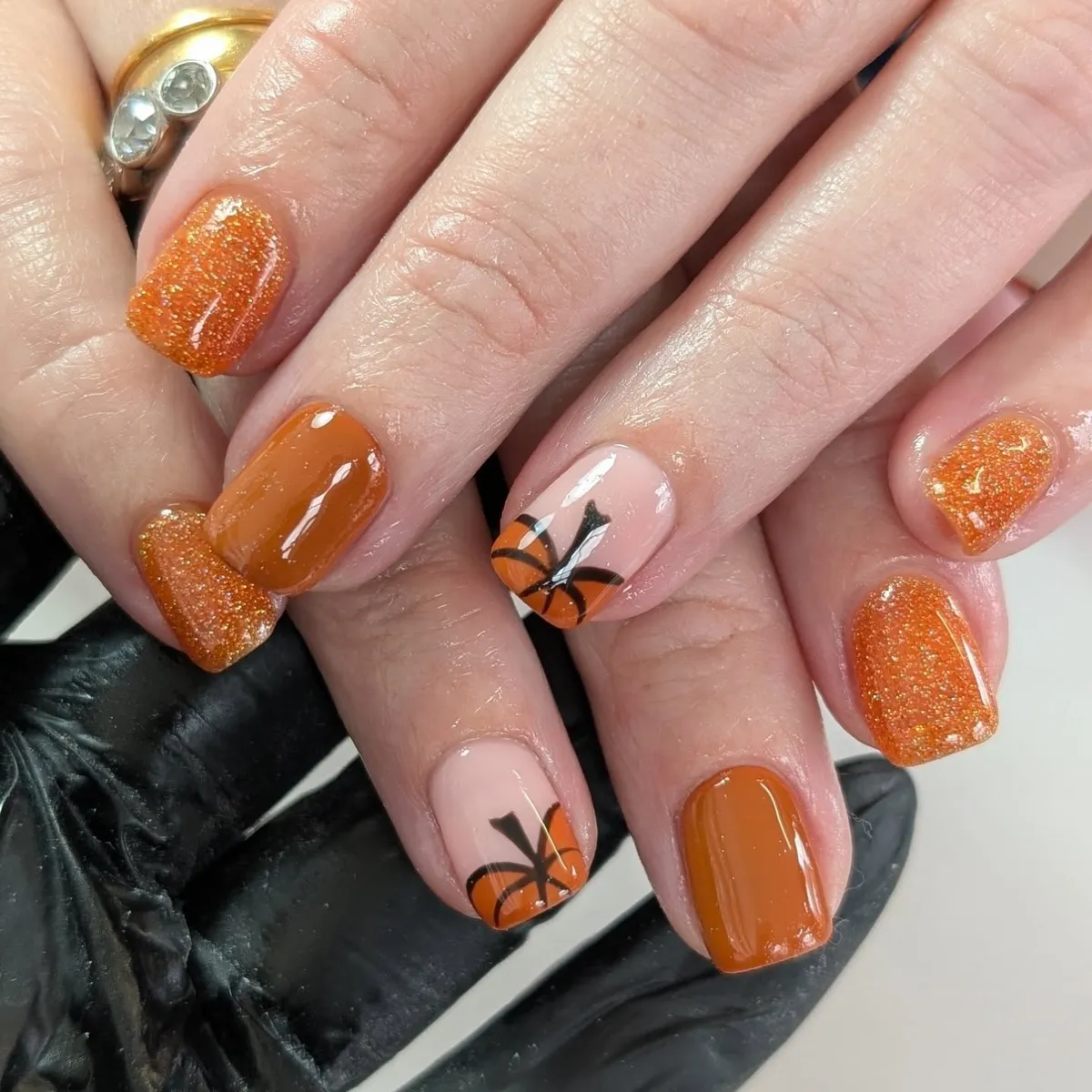 Caramel and orange glitter with pumpkin illustrations