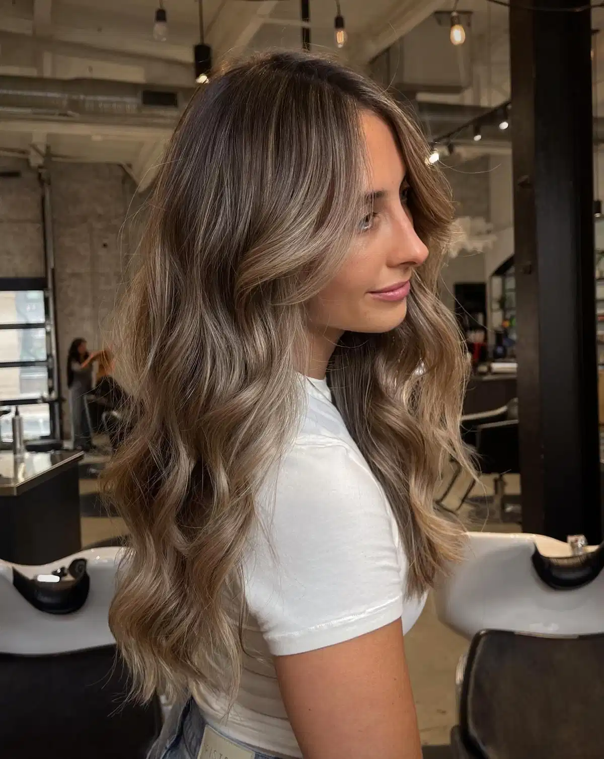 Brown Base with Blonde Ribbons in Long Waves