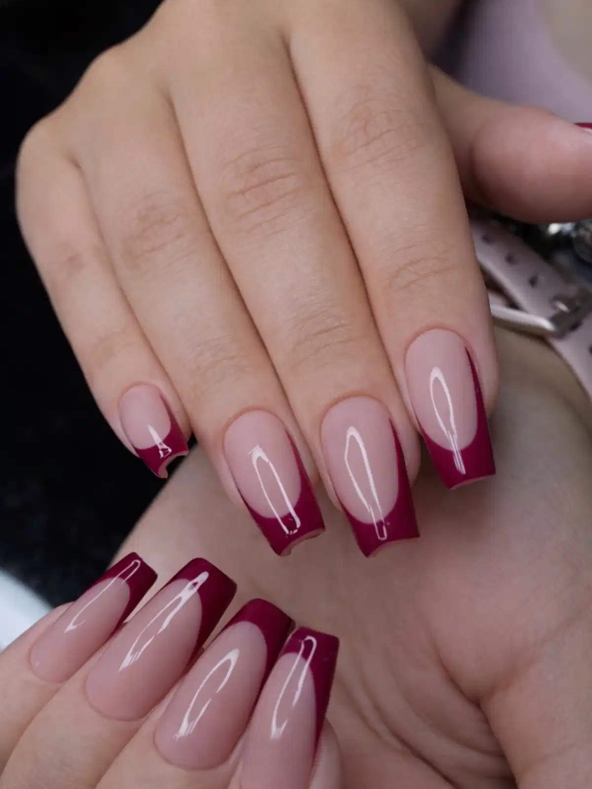 Classic Square Maroon French Tips