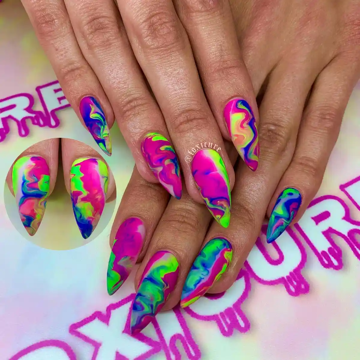 Neon swirl mix with pink, green, blue, and purple
