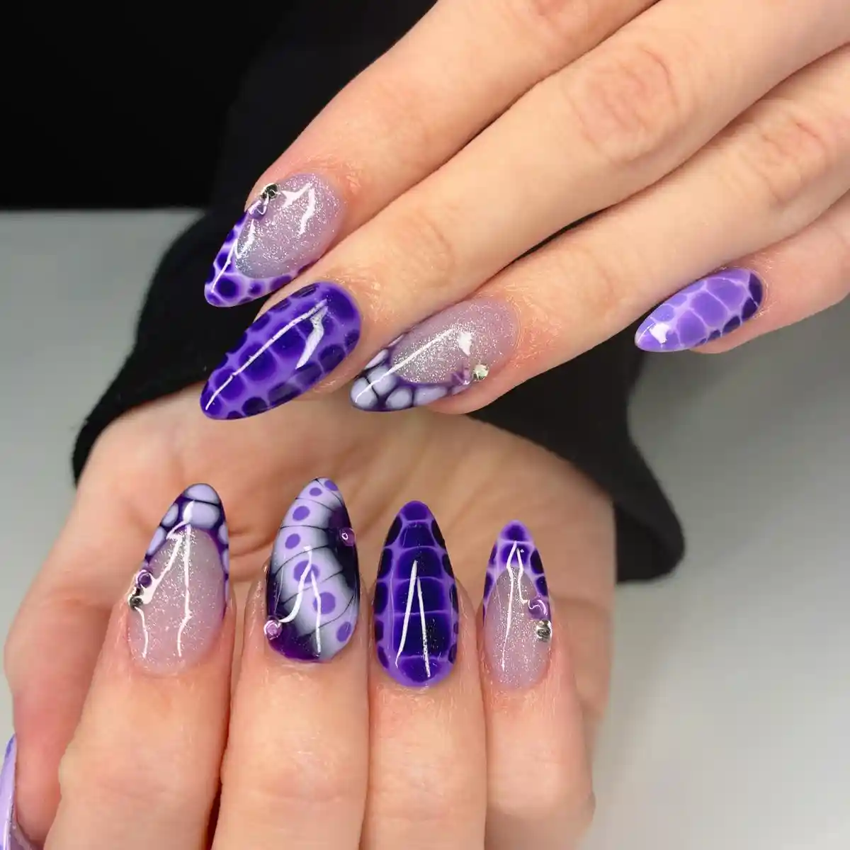 Deep purple mix with glitter-lavender and cell pattern
