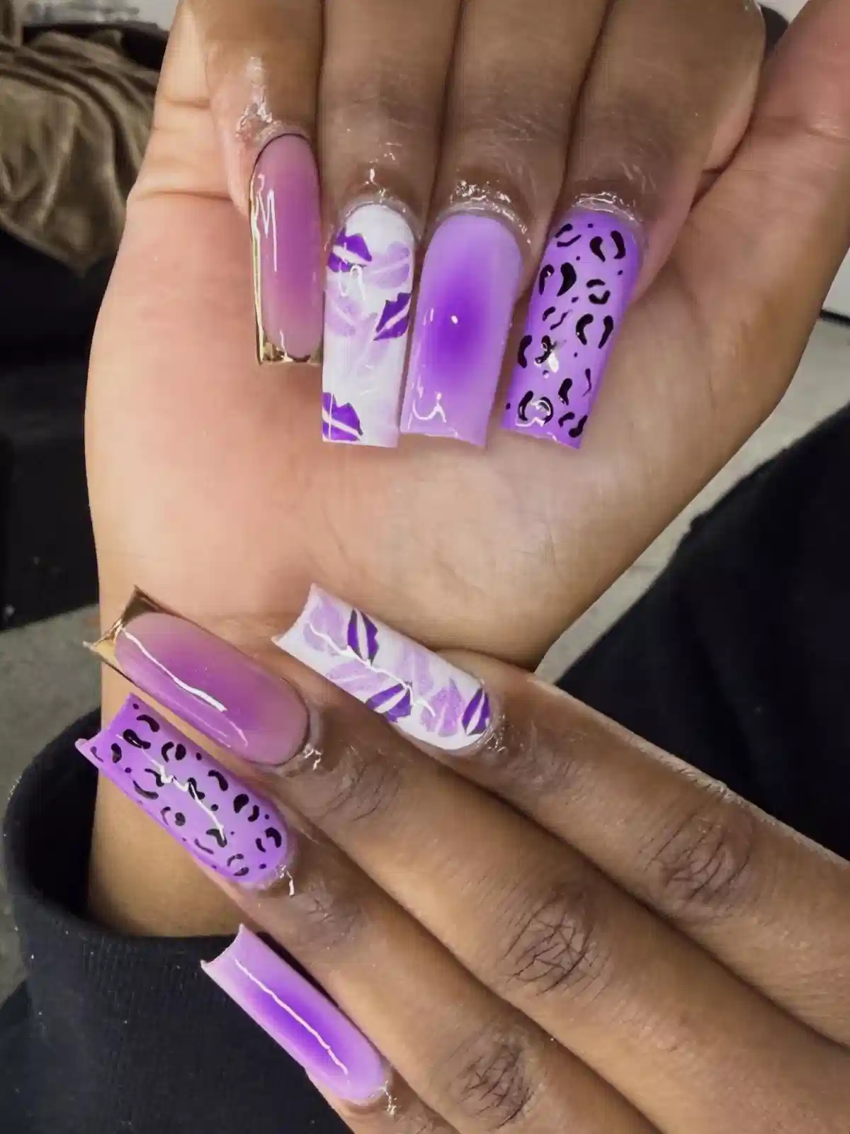 Purple mix: ombré, leaves, and leopard spots