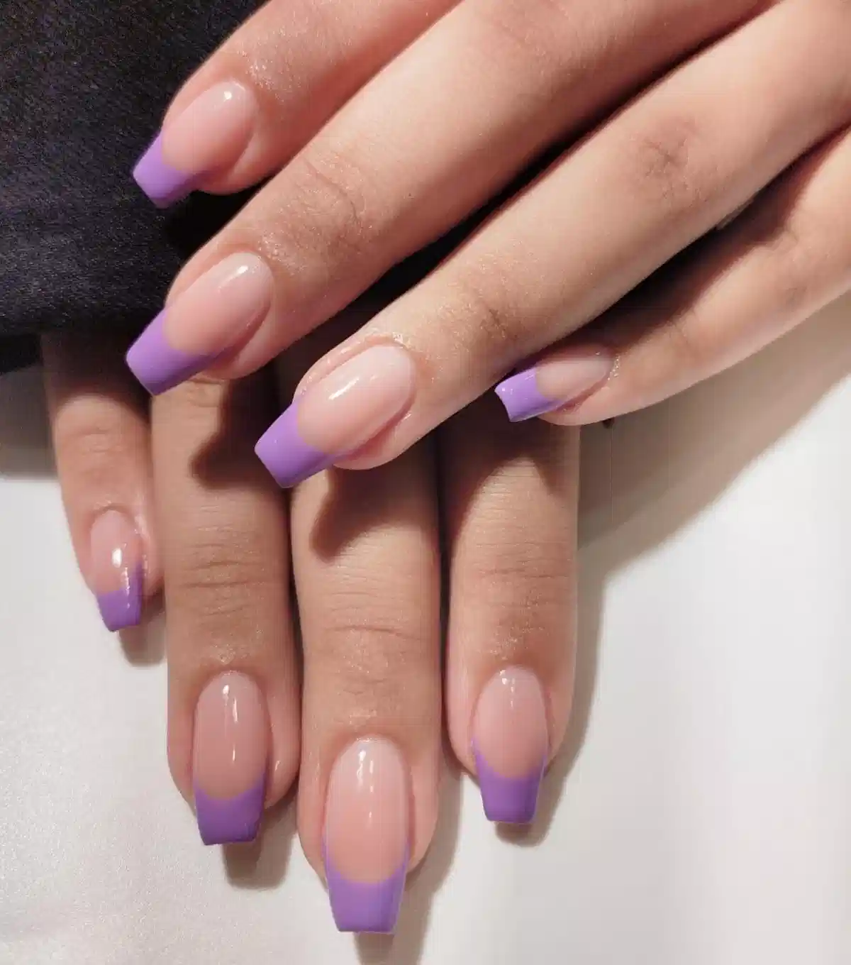Classic lavender French tips on square nails