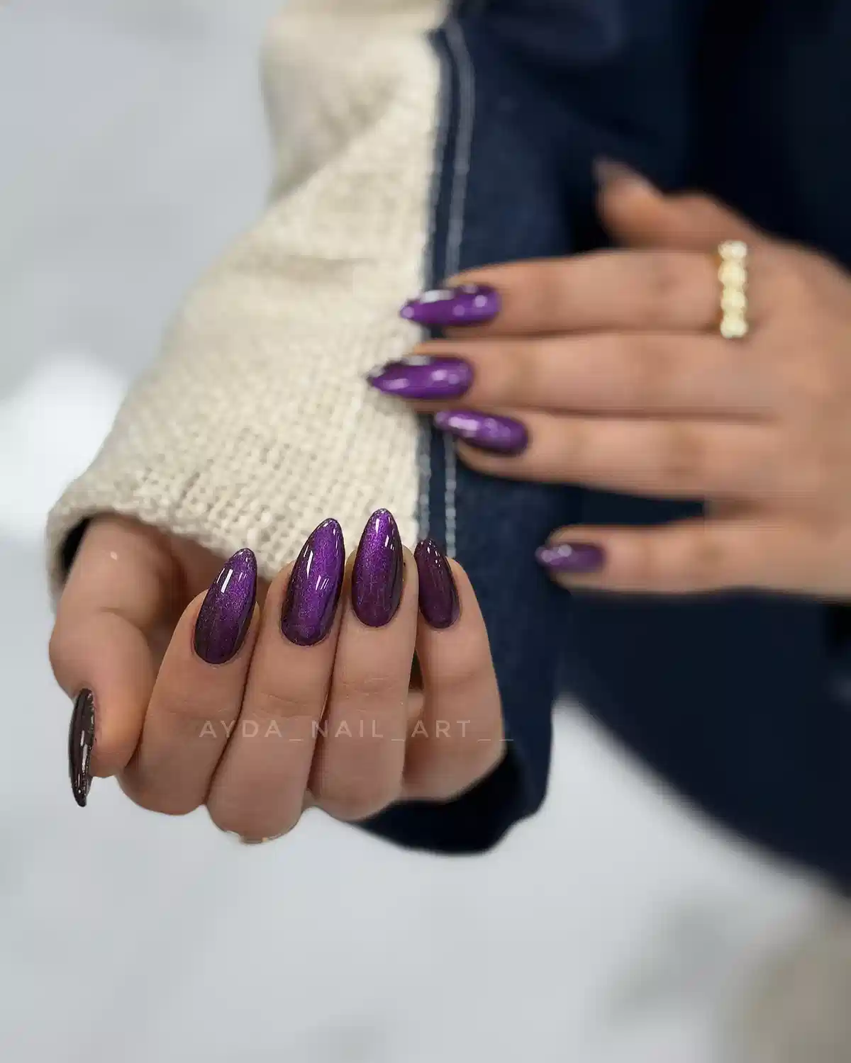 Deep Shimmery Purple Nails (Minimal Ombre Visible)