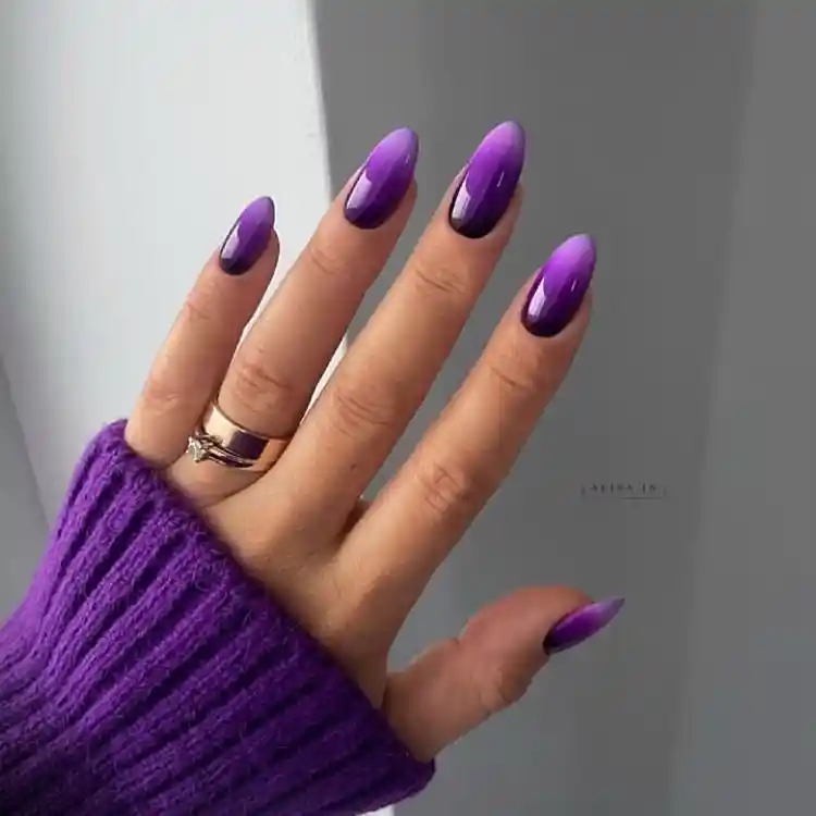 Glossy Purple Ombre with Cozy Knit Styling