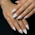 👑 17 Gold Acrylic Nails That Make Every Manicure Look Rich and Seriously Expensive Fashion image by @bellagionailbarlashs_weymouth